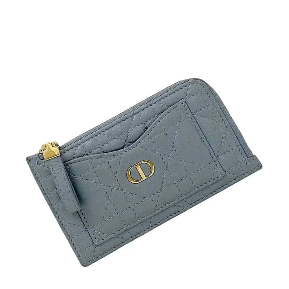 Christian Dior Coin Case Blue Lady Dior Leather